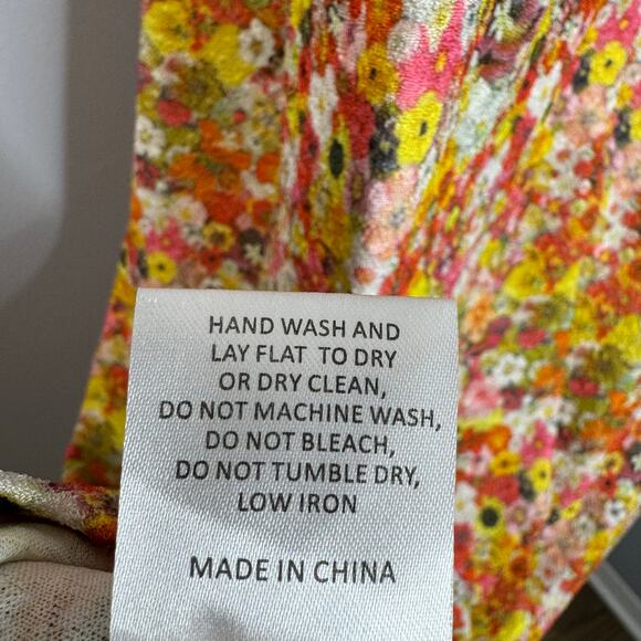 Anthropologie Hutch Bustier Sweetheart Midi Dress Floral Ruffle Orange Women's S - Picture 14 of 15